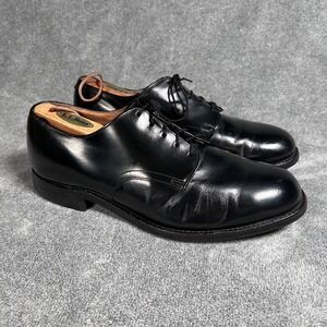 VTG International Shoe Co Black Leather Derby Dress Shoes Mens 9 Wide USA 1987